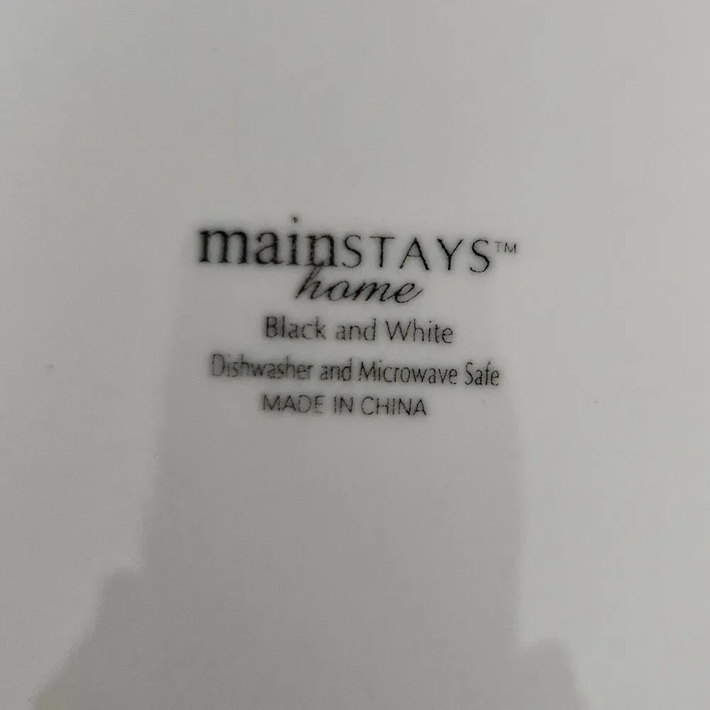 Mainstays Home Black & White Side Plates Set of 4 Round Stoneware Dinnerware